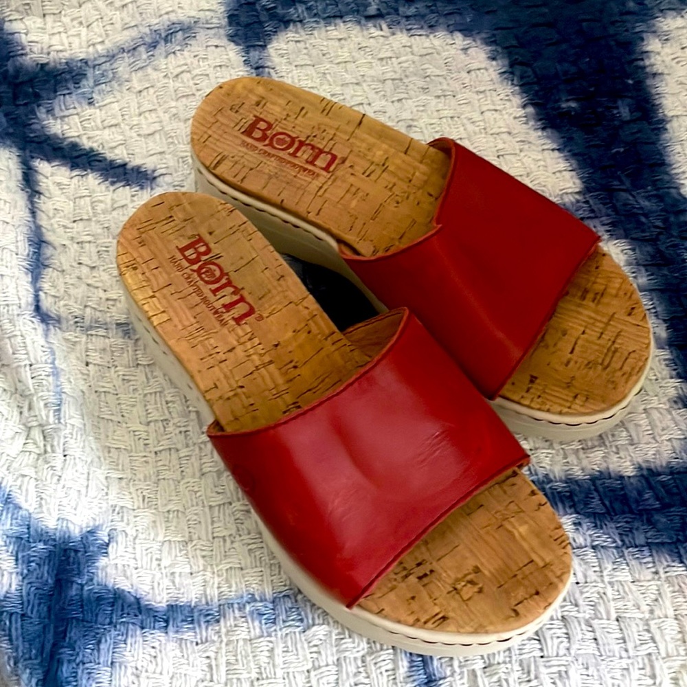 Born red platform sandals
